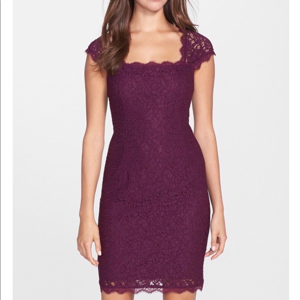 Cranberry lace dress.